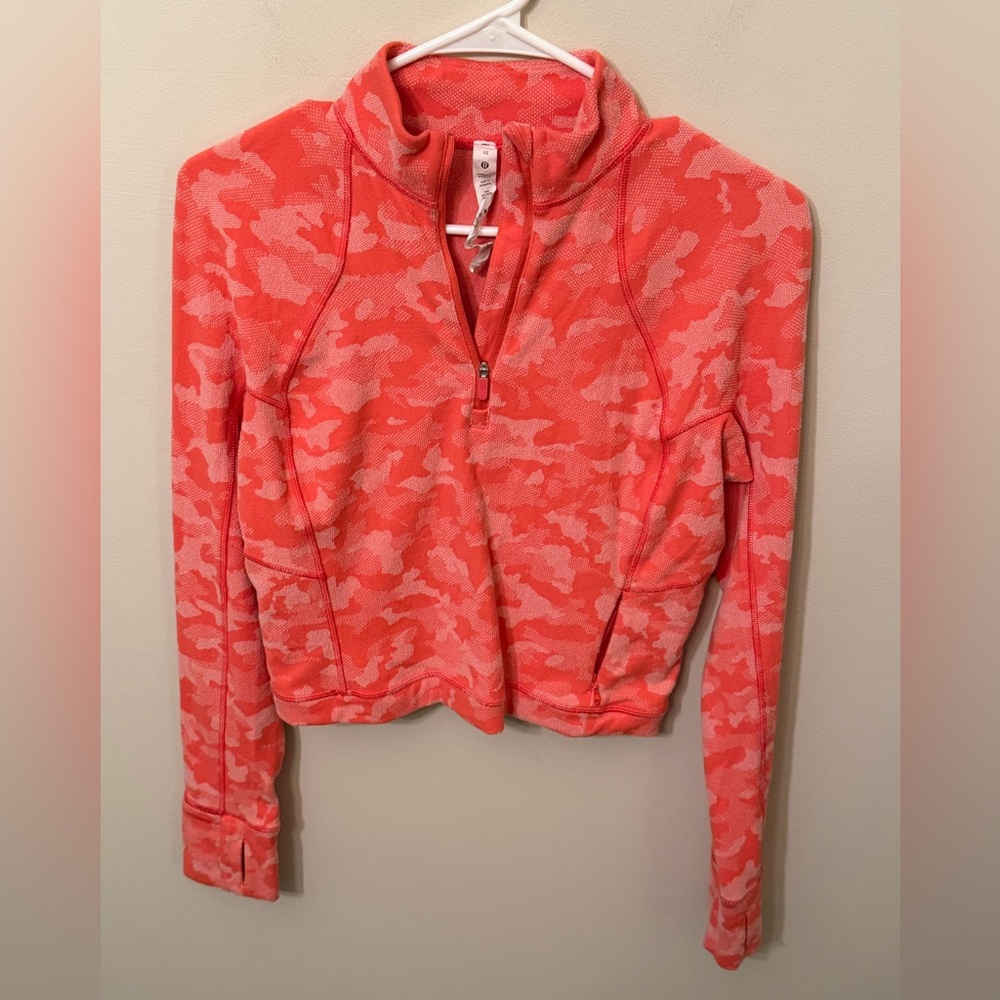 lululemon athletica Pink Coral Camo Half-Zip Sweatshirt